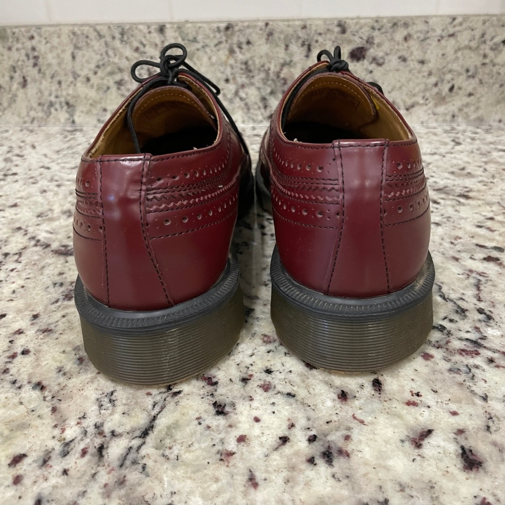 Dr Martens 3989 Cherry Red Leather Wingtip Brogue Shoes Mens 11 Womens 12 - Picture 5 of 11